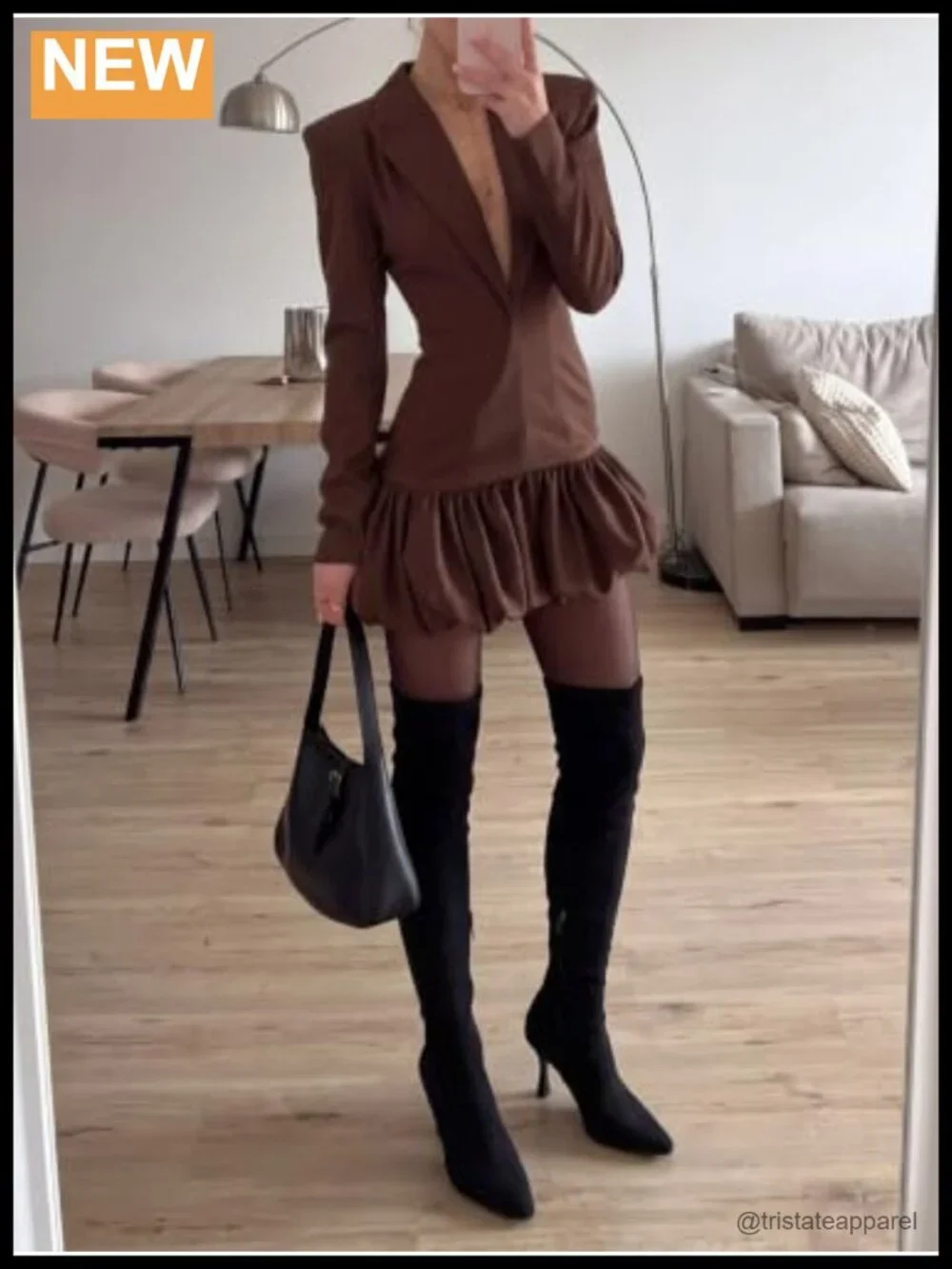 Coutgo Faux Suede Over The Knee Kitten Heel Boots Side Zip Dress Boots